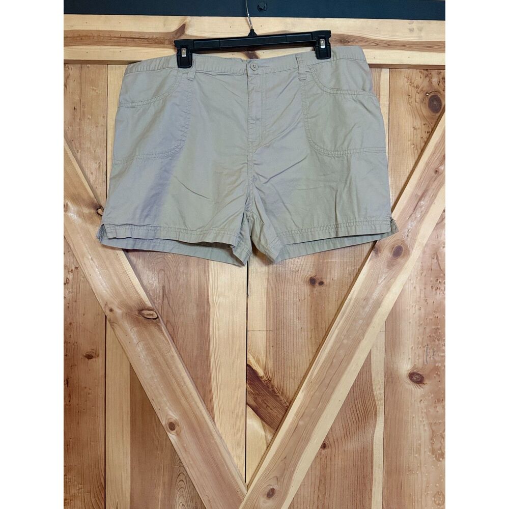 Vintage Y2K Faded Glory Womens 16 Beige Utility Twill Cotton Shorts Workwear